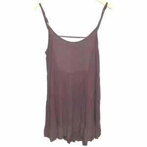 AEO Plum Tiered Slip Dress Spaghetti Strap Layered Midi Boho Made Italy One Size